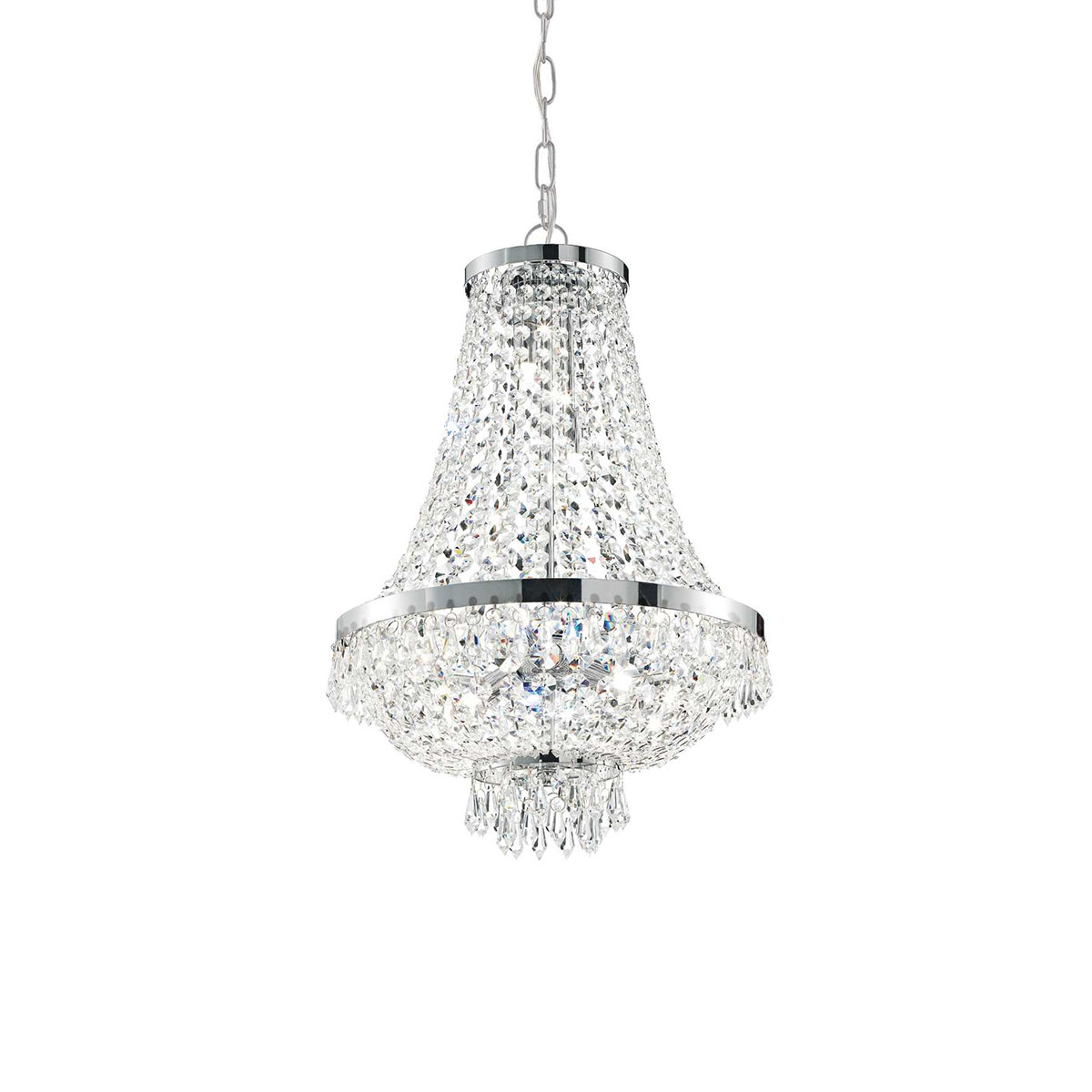 Caesar Kristallglas Korbleuchter SP9 Pendelleuchte, Chrom, Ø: 45 cm