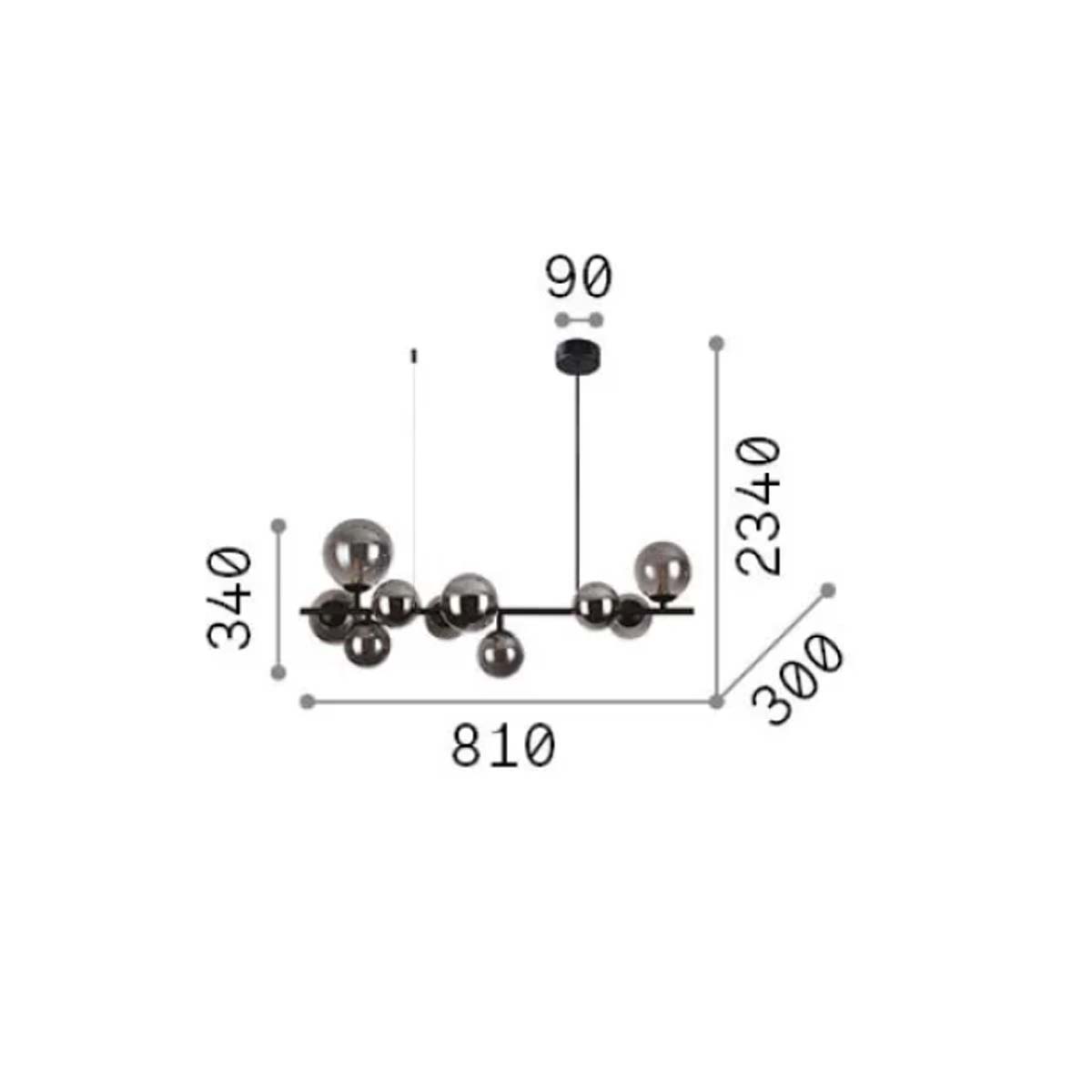 Perlage SP10 Pendelleuchte, L: 81 cm, Bernstein, 10-flammig Perlage SP10 Pendelleuchte, L: 81 cm, Rauchglas, 10-flammig