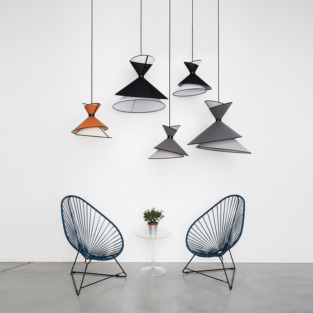 Kimono Pendelleuchte L Ø: 50 cm, Schwarz / Weiß- Ausstellungsstück