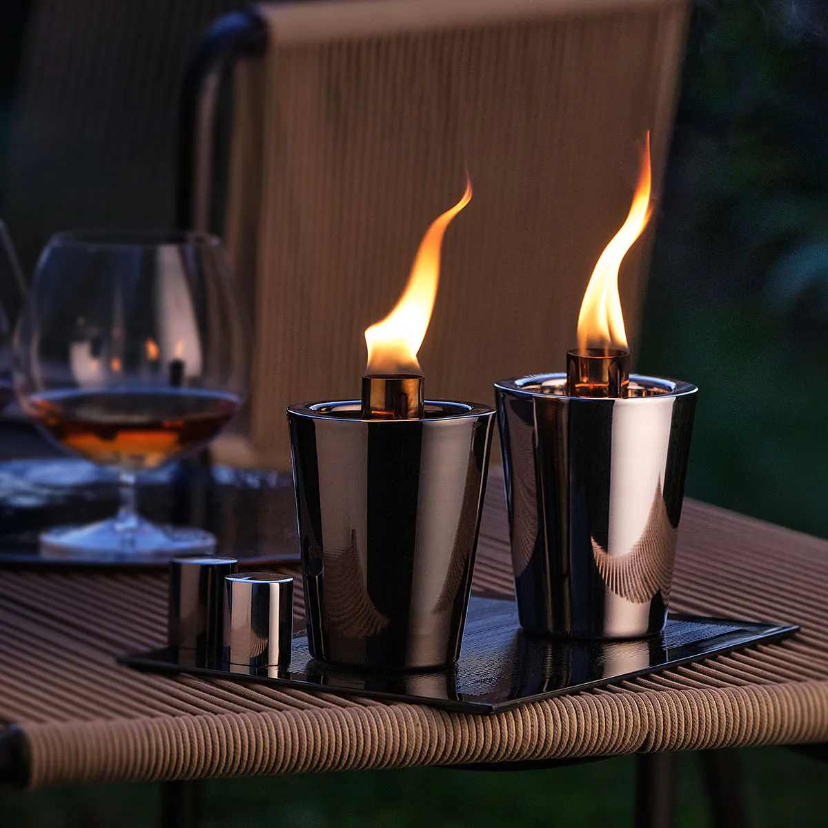 Tarcia Tischfackel Edelstahl poliert Schwarz Tarcia Tischfackel Edelstahl poliert Silber