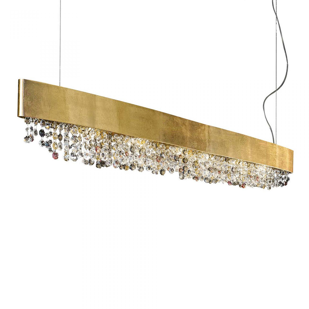Olà S1 OV 30 Pendelleuchte, Blattgold, L: 30 cm, Retrofit Olà S8 OV 210 Pendelleuchte, Blattgold, L: 210 cm, LED-Modul