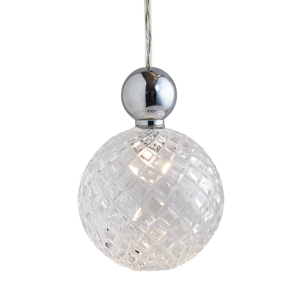 Uva Pendelleuchte Crystal L Ø 10 cm, Small check, Silber, mit Einzelbaldachin Uva Pendelleuchte Crystal L Ø 10 cm, Small check, Silber, für Multi-Baldachin