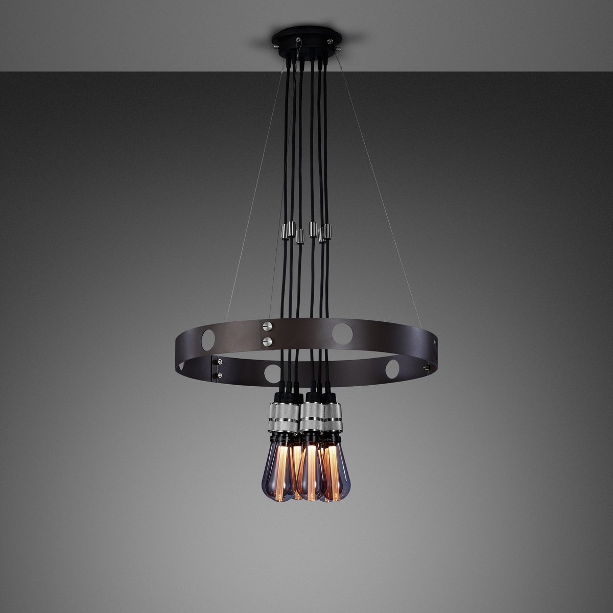Buster + Punch Hero Light Ring-Pendelleuchte 6-flammig Ø 80 cm, Graphit, Stahl