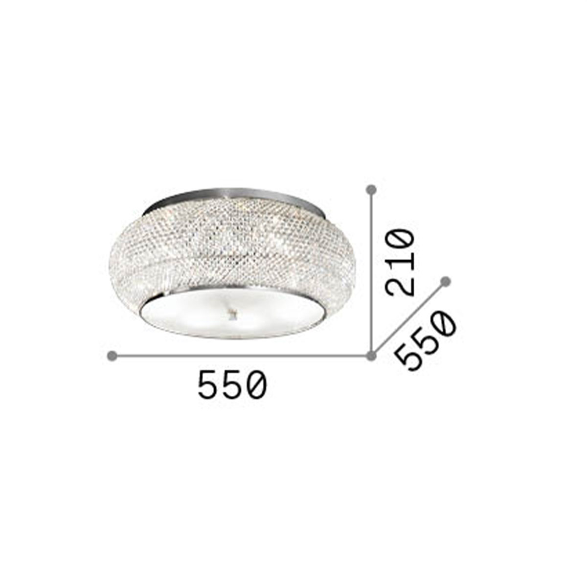 Pasha PL 10 Kristall Deckenleuchte, Gold, Ø: 55 cm