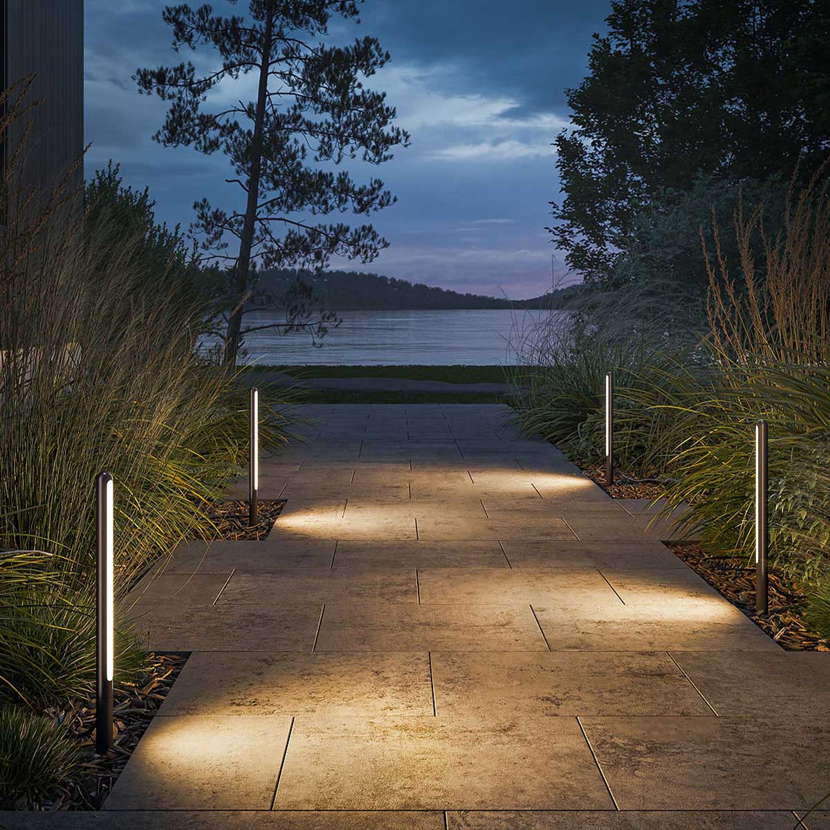 kal solar Erdspießleuchte, H: 60 cm Längliche stabförmige außen Erdspießleuchte schwarz im Beet im Garten