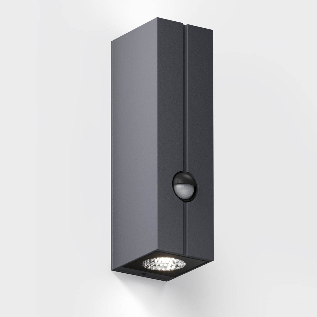 IP44.de cut control Wandleuchte mit Bewegungsmelder, H: 23 cm, B: 6,5 cm, Anthrazit Rechteckige Wandleuchte mit Bewegungsmelder für außen anthrazit