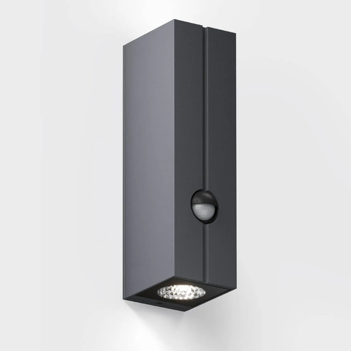 Rechteckige Wandleuchte mit Bewegungsmelder für außen anthrazit