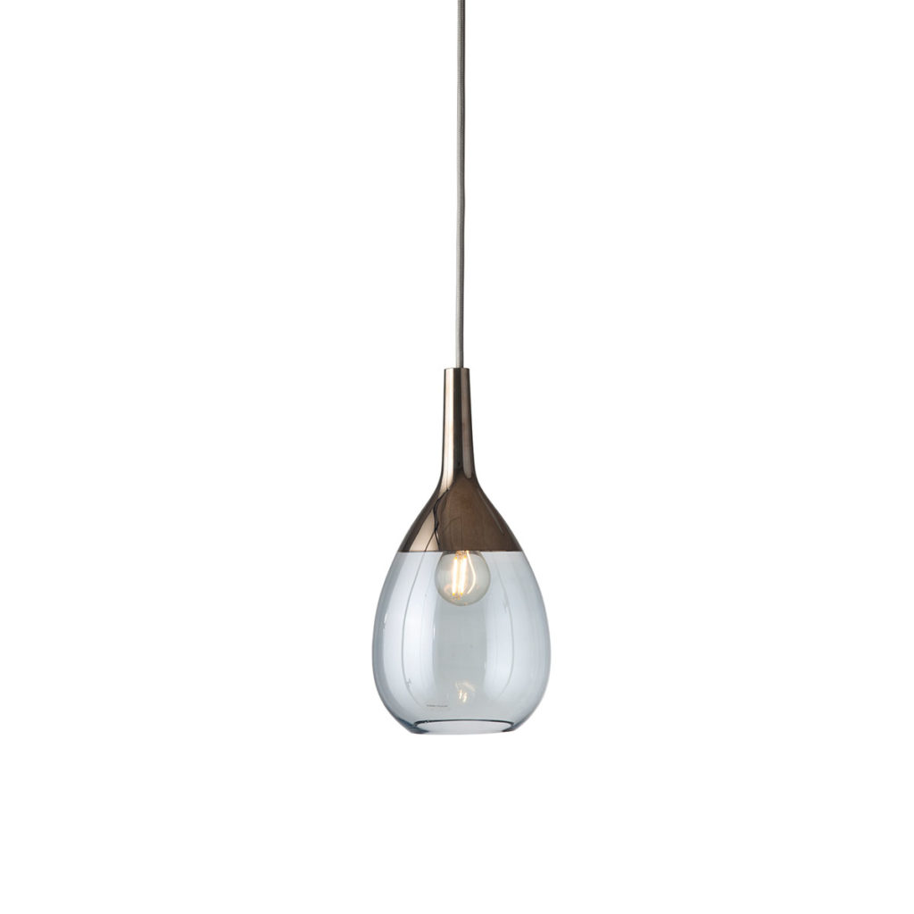 Lute Pendelleuchte S Ø 14 cm, Topaz Blue, Platinum