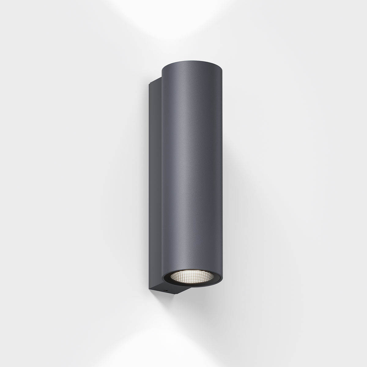 Zylinderförmige Wandleuchte für außen in der Farbe anthrazit