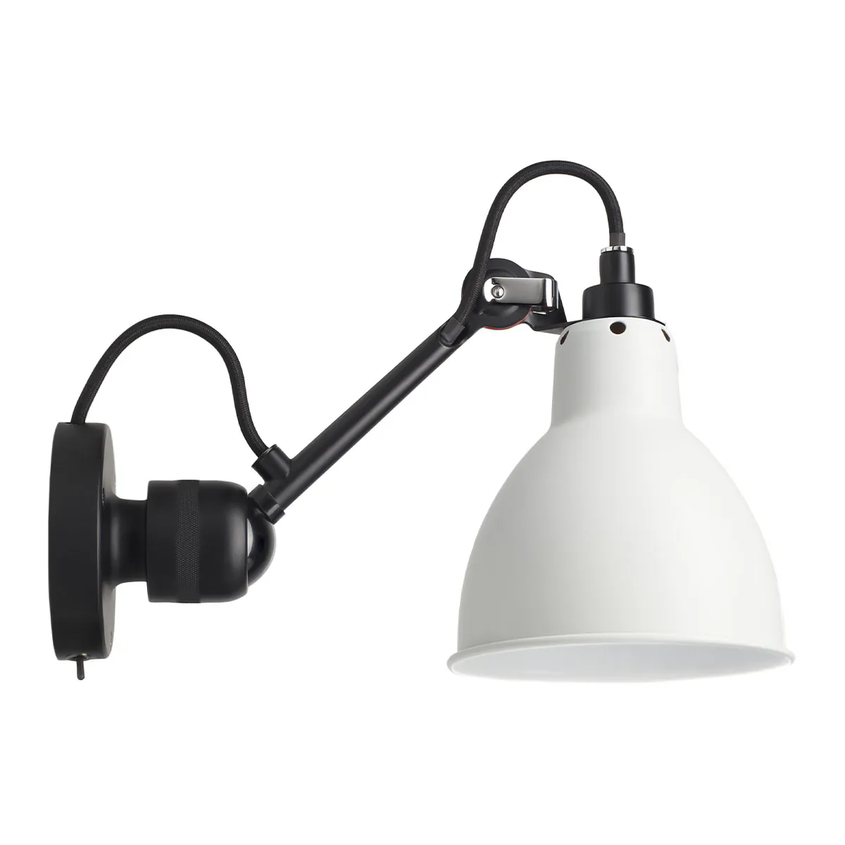 Lampe Gras N° 304 SW Wandleuchte, T: 15 cm Schwarz, Schirm Weiß Rund in Schwarz Weiß – moderne Designerlampe aus dem Hause DCW Editions passt perfekt in den Treppenaufgang