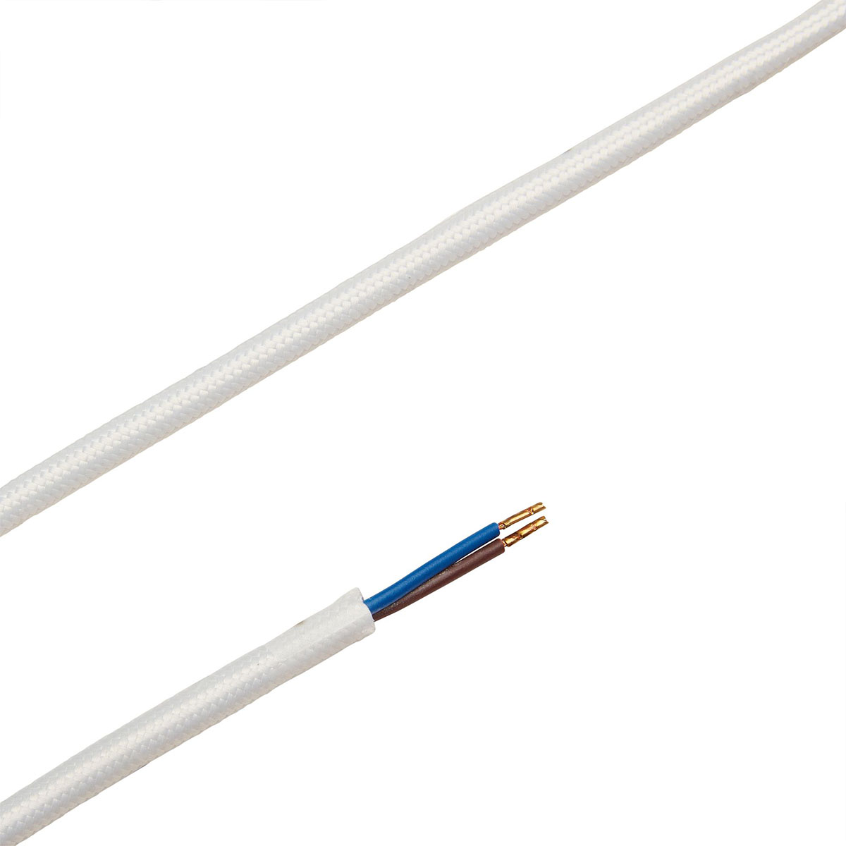 Textilkabel für Lampe, 2 Meter Stoffkabel 2-adrig (2 x 0,75mm²), Weiß