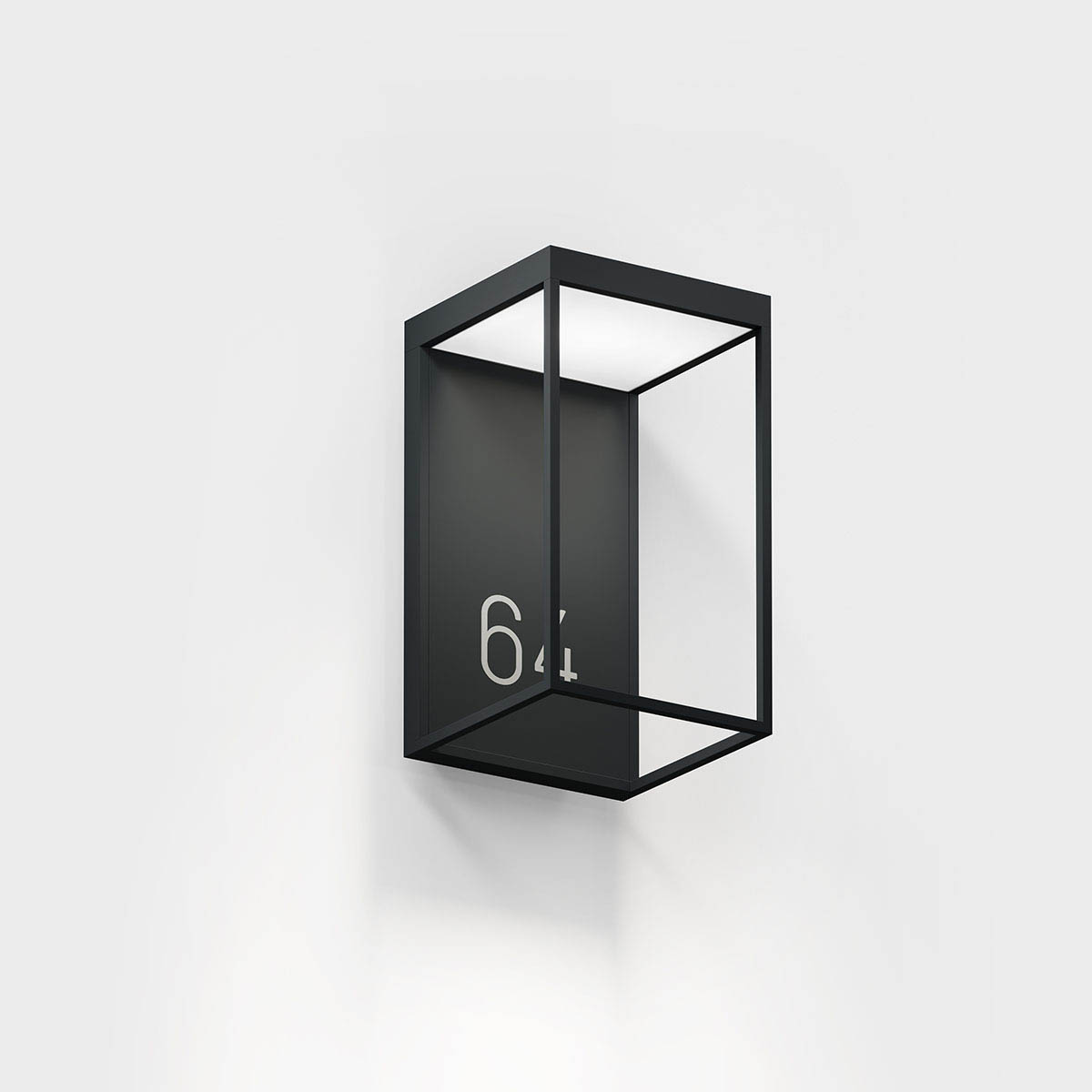 Rechteckige moderne Laterne außen Wandleuchte mit Hausnummer in der Farbe schwarz