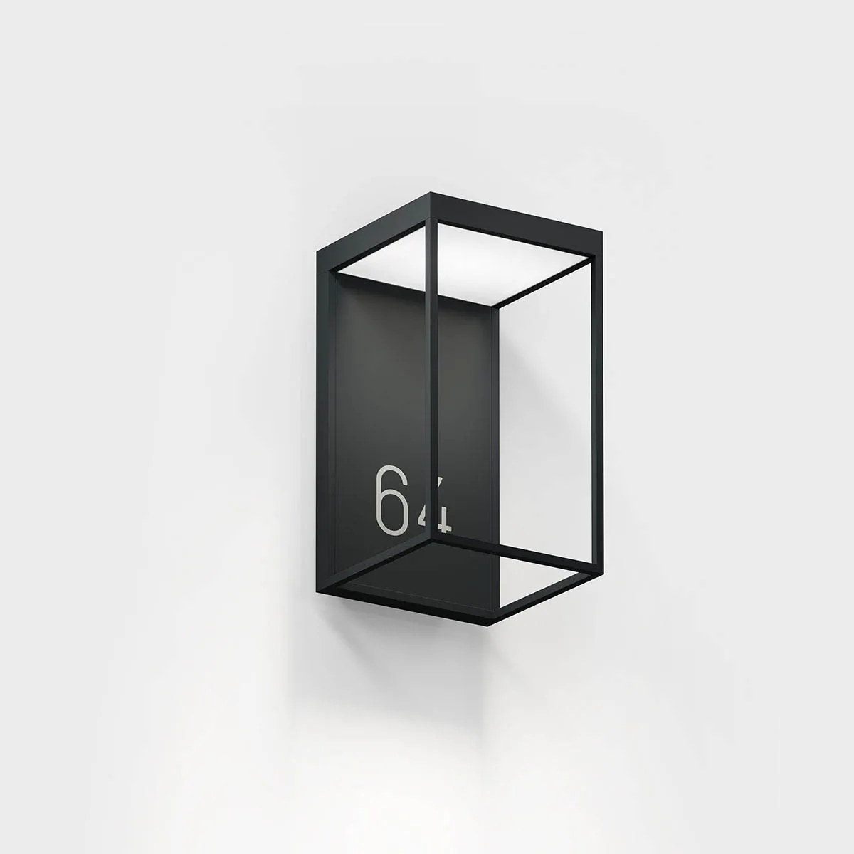 Rechteckige moderne Laterne außen Wandleuchte mit Hausnummer in der Farbe schwarz