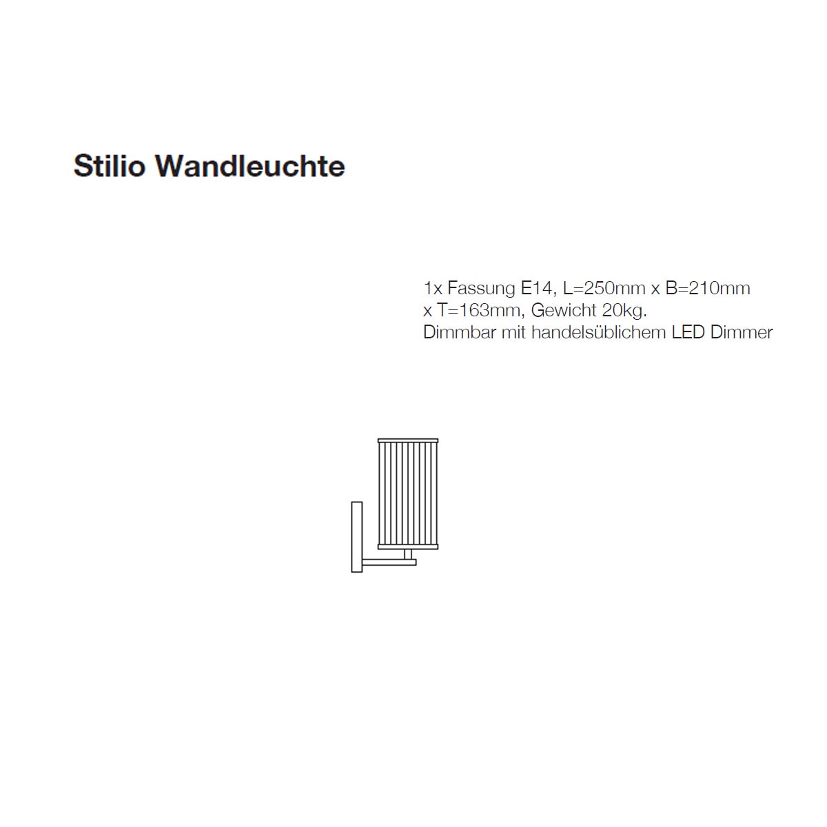Stilio Wandleuchte, L: 25 cm, B: 21 cm, Messing anlaufgeschützt