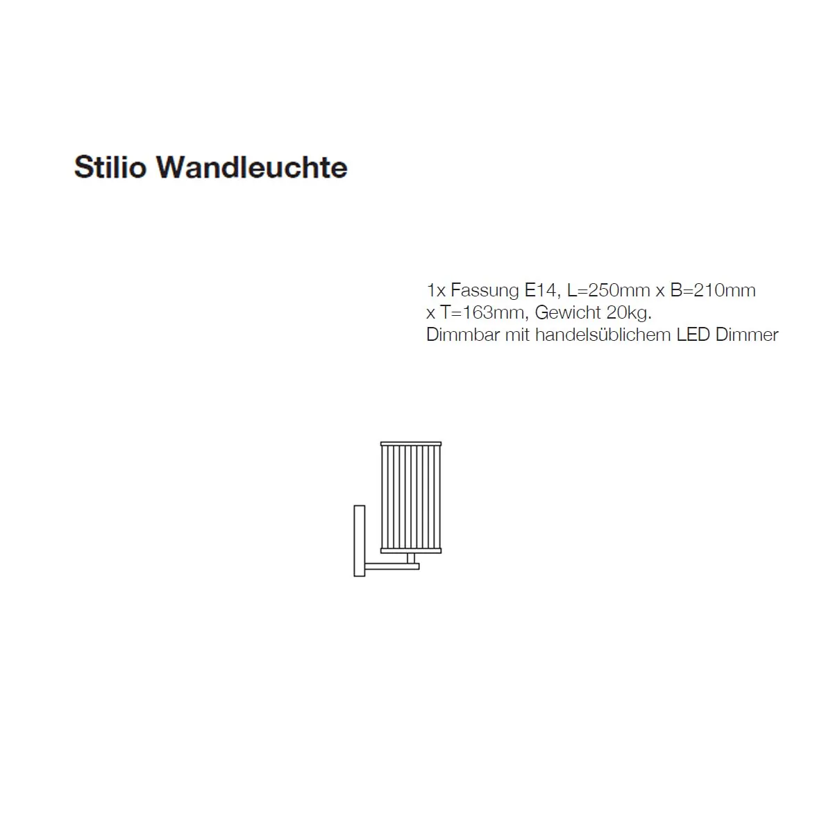 Stilio Wandleuchte, L: 25 cm, B: 21 cm, Matt vernickelt & gebürstet Stilio Wandleuchte, L: 25 cm, B: 21 cm, Messing anlaufgeschützt