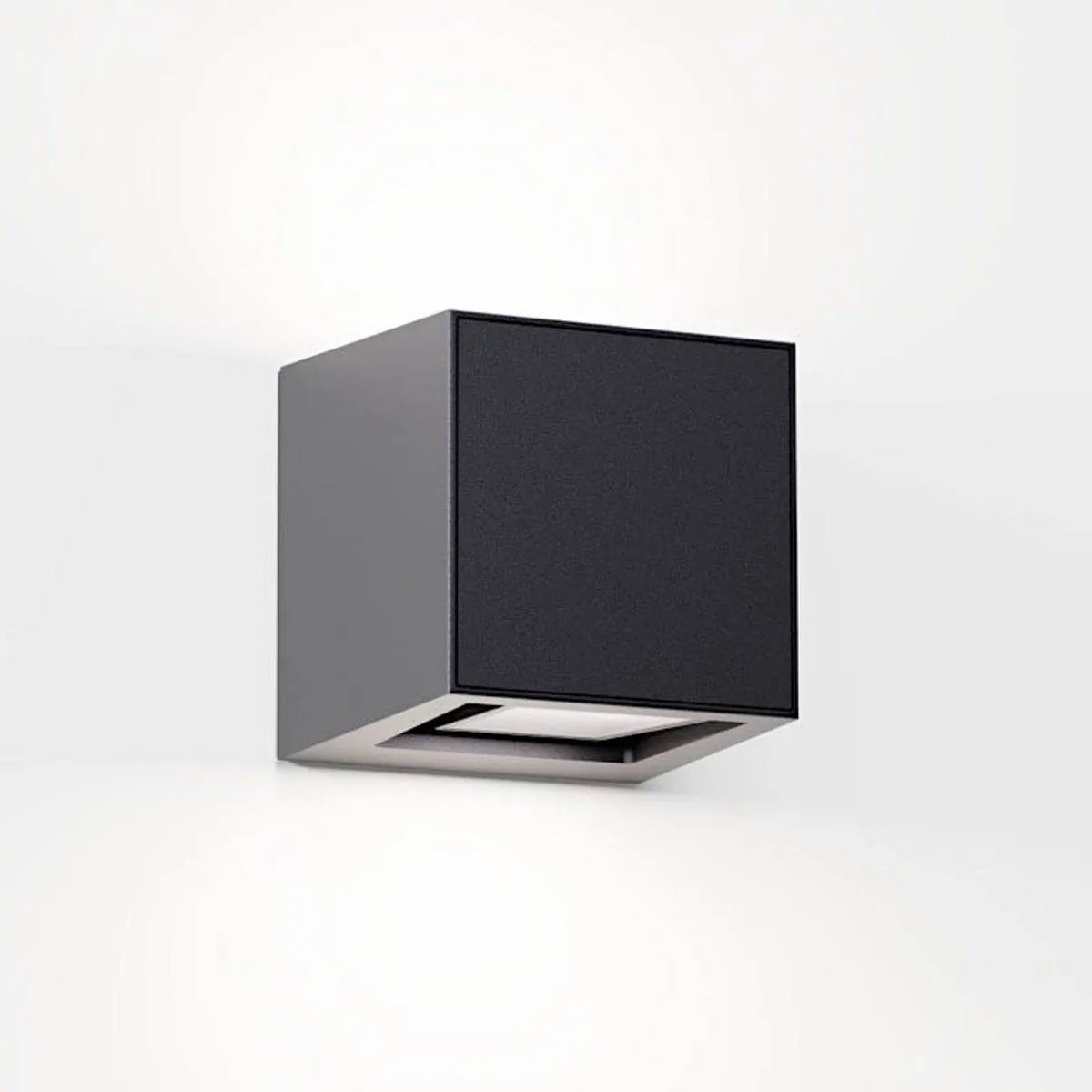 gap q Wandleuchte, H: 12 cm, B: 12 cm, Deep Black Rechteckige Wandleuchte für außen in der Farbe schwarz