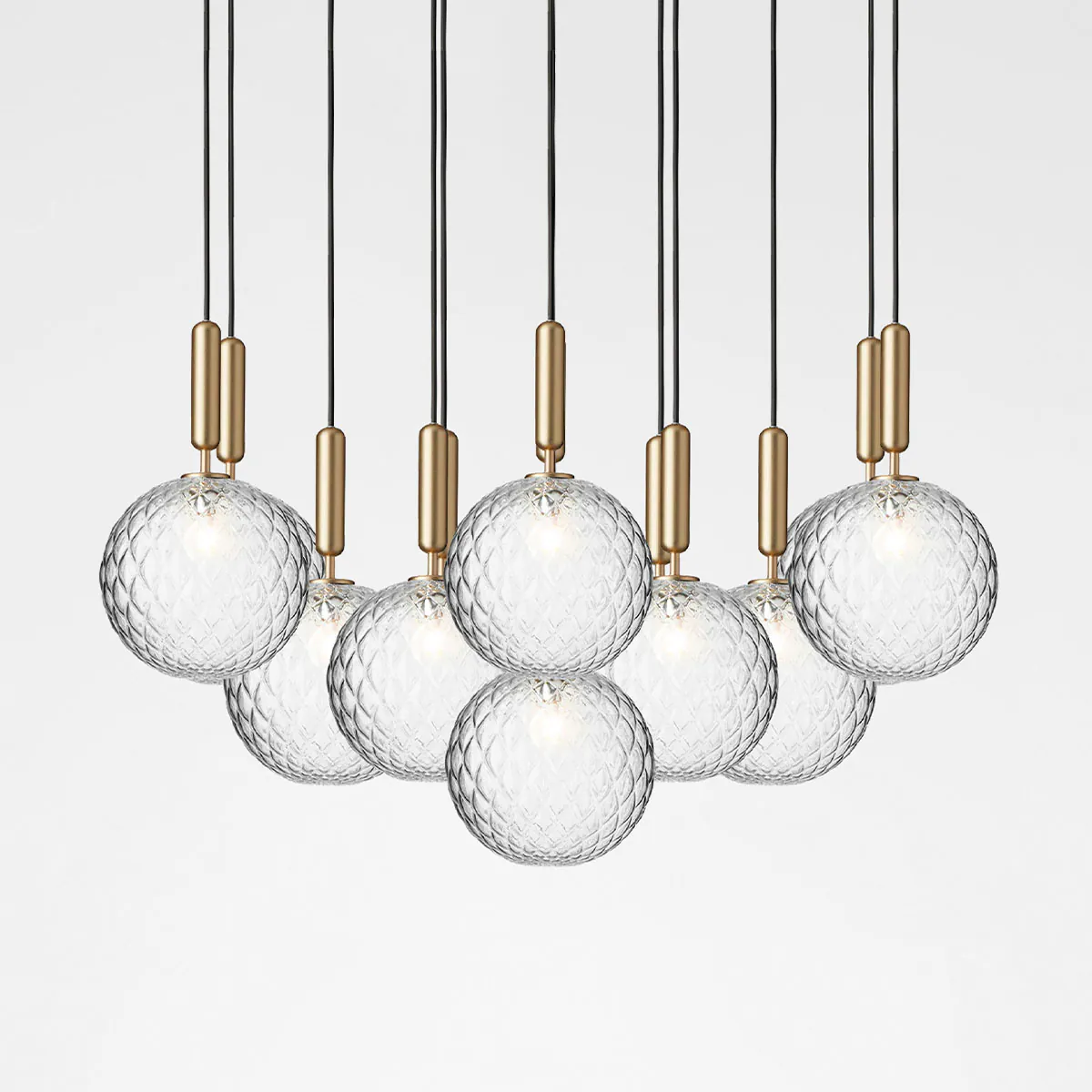 Miira 13 Large Pendelleuchte, Ø: 98 cm, Messing, Glas transparent