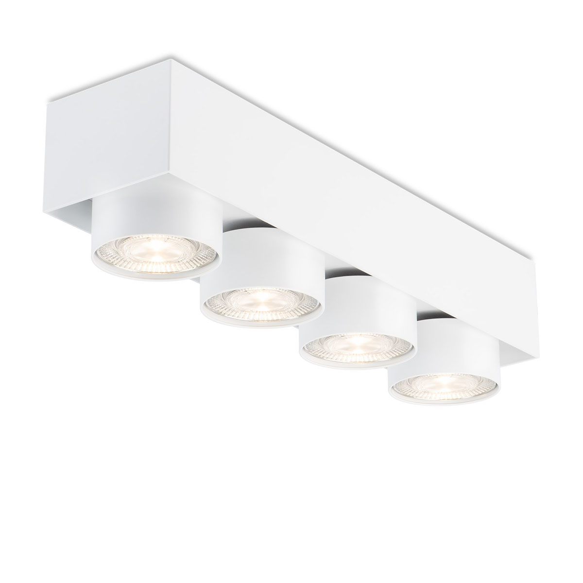 Wittenberg 4.0, wi4-ab-4e-hb Aufbaustrahler, Weiß matt, Extra-Warmweiß 2700K, Spot 12°, Phase Cut Wittenberg 4.0, wi4-ab-4e-hb Aufbaustrahler, Weiß matt, Warmweiß 3000K, Flood 38°, Bluetooth