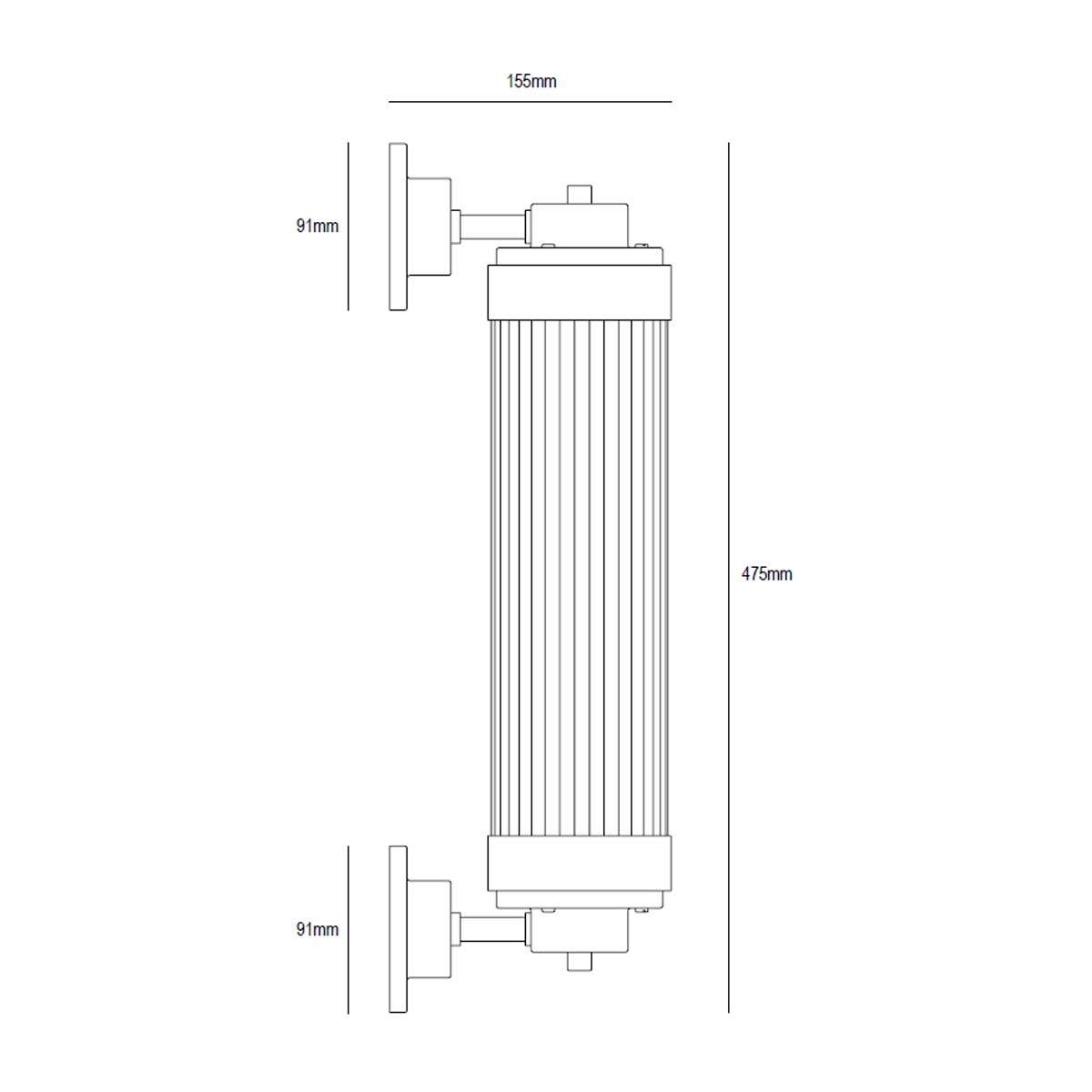 Pillar Offset Wall Light LED 7216 Wandleuchte, H: 47,5 cm, Poliertes Messing