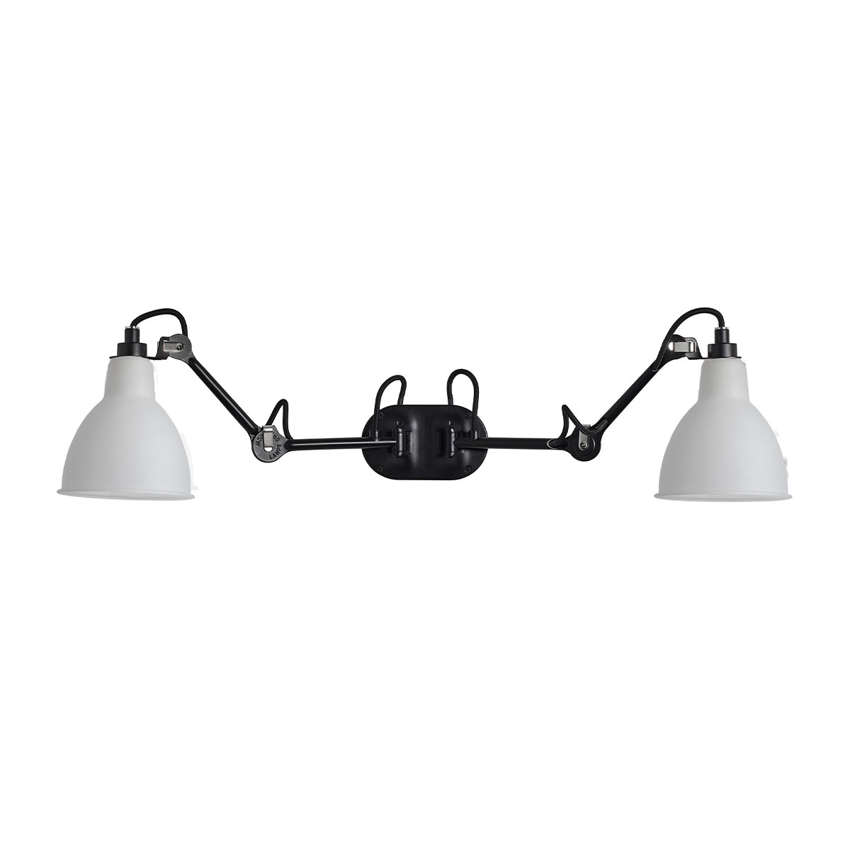 Lampe Gras N° 204 Double Wandleuchte Schwarz, Schirm Polycarbonat in Schwarz Weiß – elegante Designerleuchte aus dem Hause DCW Editions geeignet für den Eingangsbereich