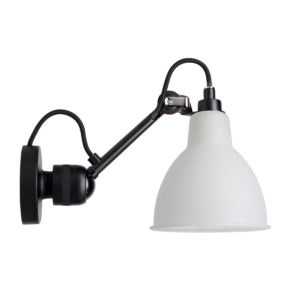Lampe Gras N° 304 Wandleuchte, T: 15 cm Schirm Polycarbonat Schwarz Rund in Schwarz Weiß – modernes Design von DCW Editions für den Flur