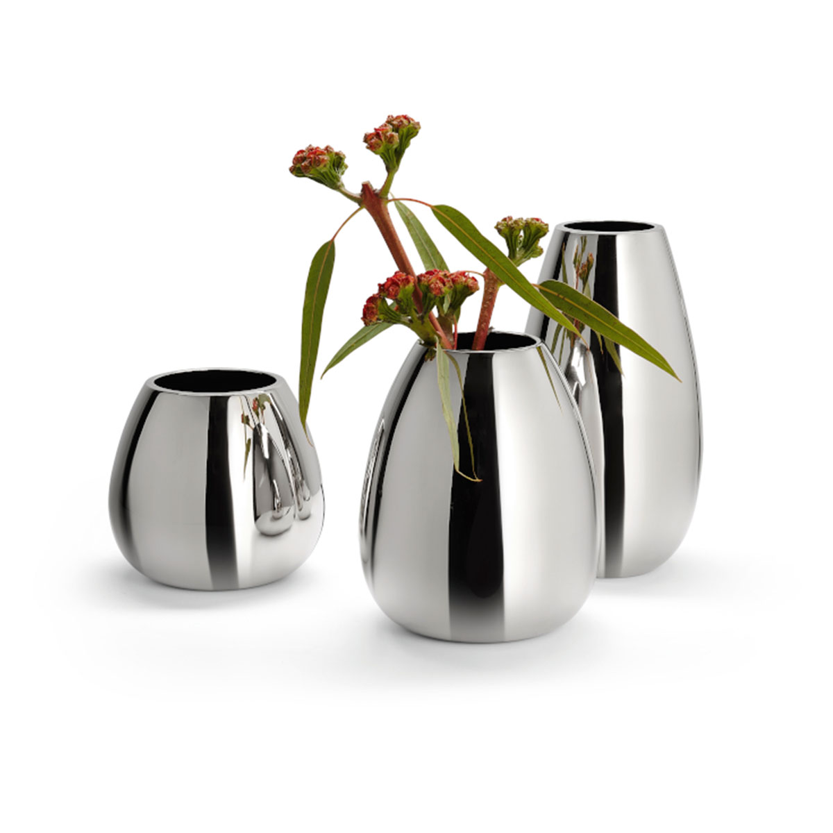 Anais hochglanzpolierte Vase L, silberfarben, H: 31 cm