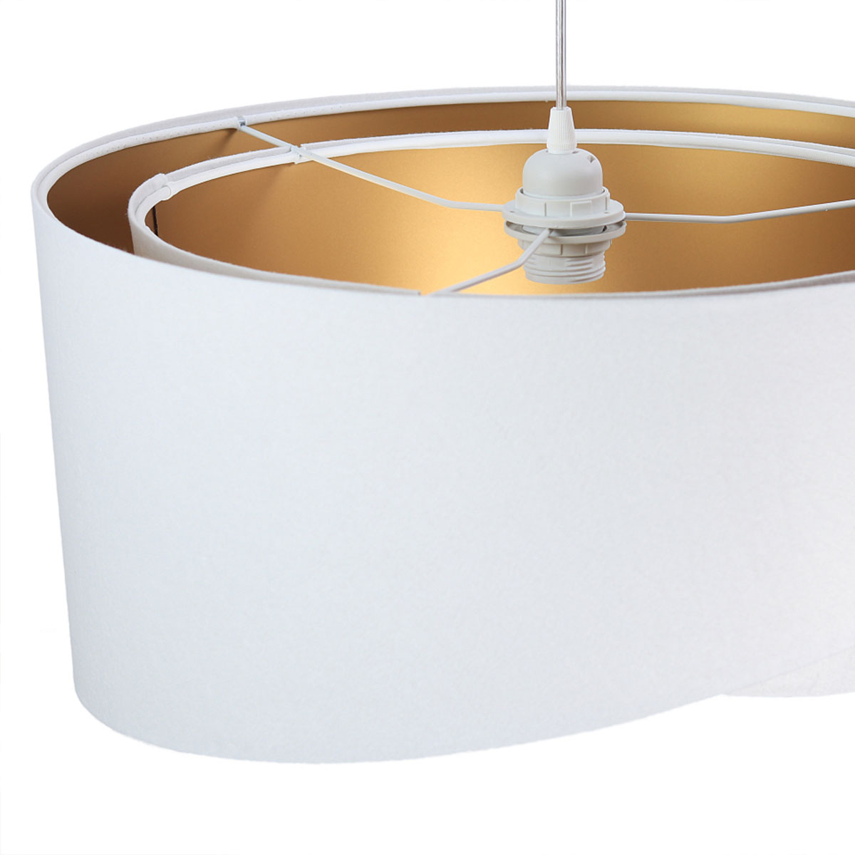 Pendelleuchte, Ø: 50 cm, Weiß, Gold