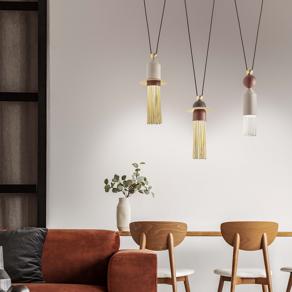 Nappe C3 Pendelleuchte, 3-flammig, Mehrfarbig warm