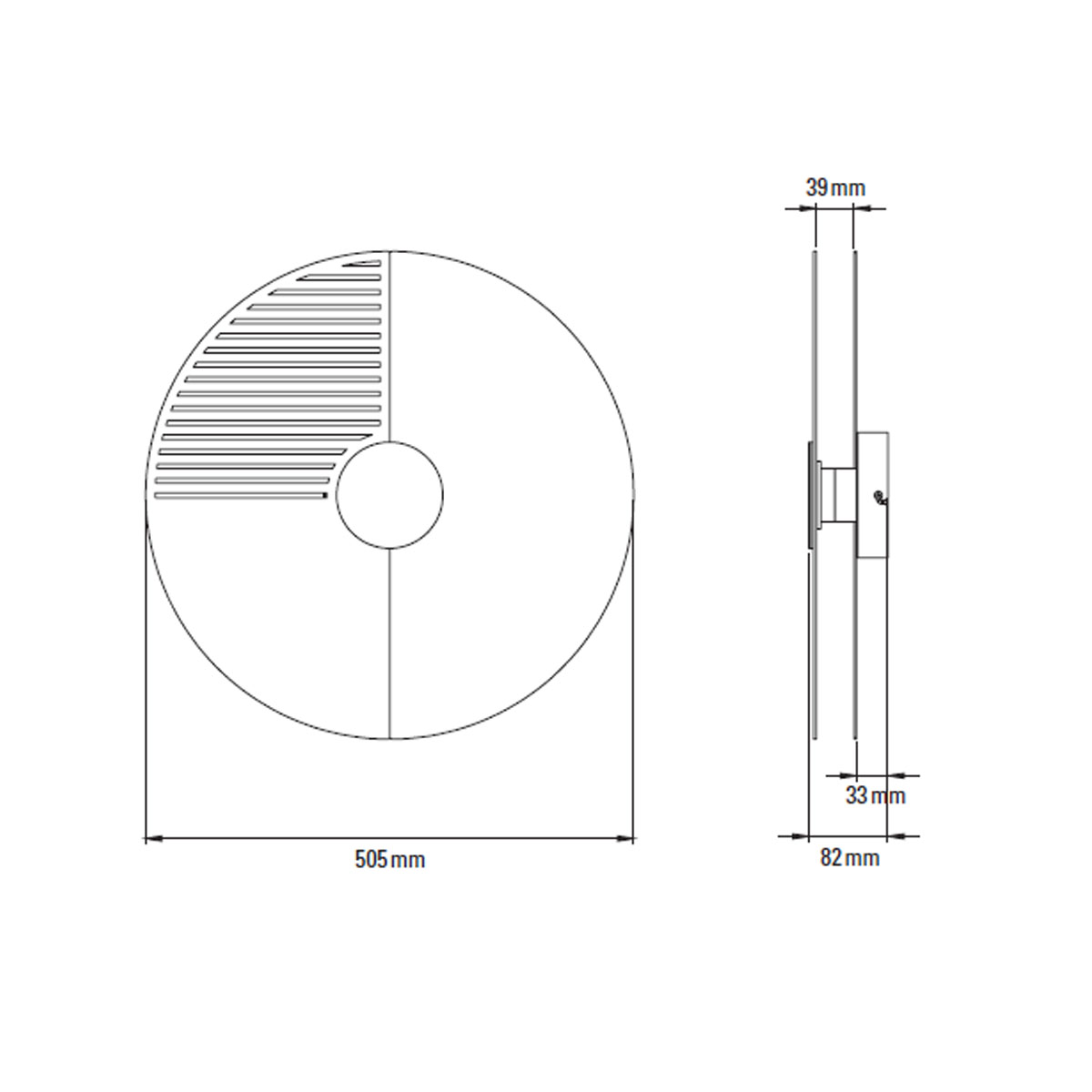 Midnight 505 Wandleuchte, Ø 50,5 cm, Ohne Streifen