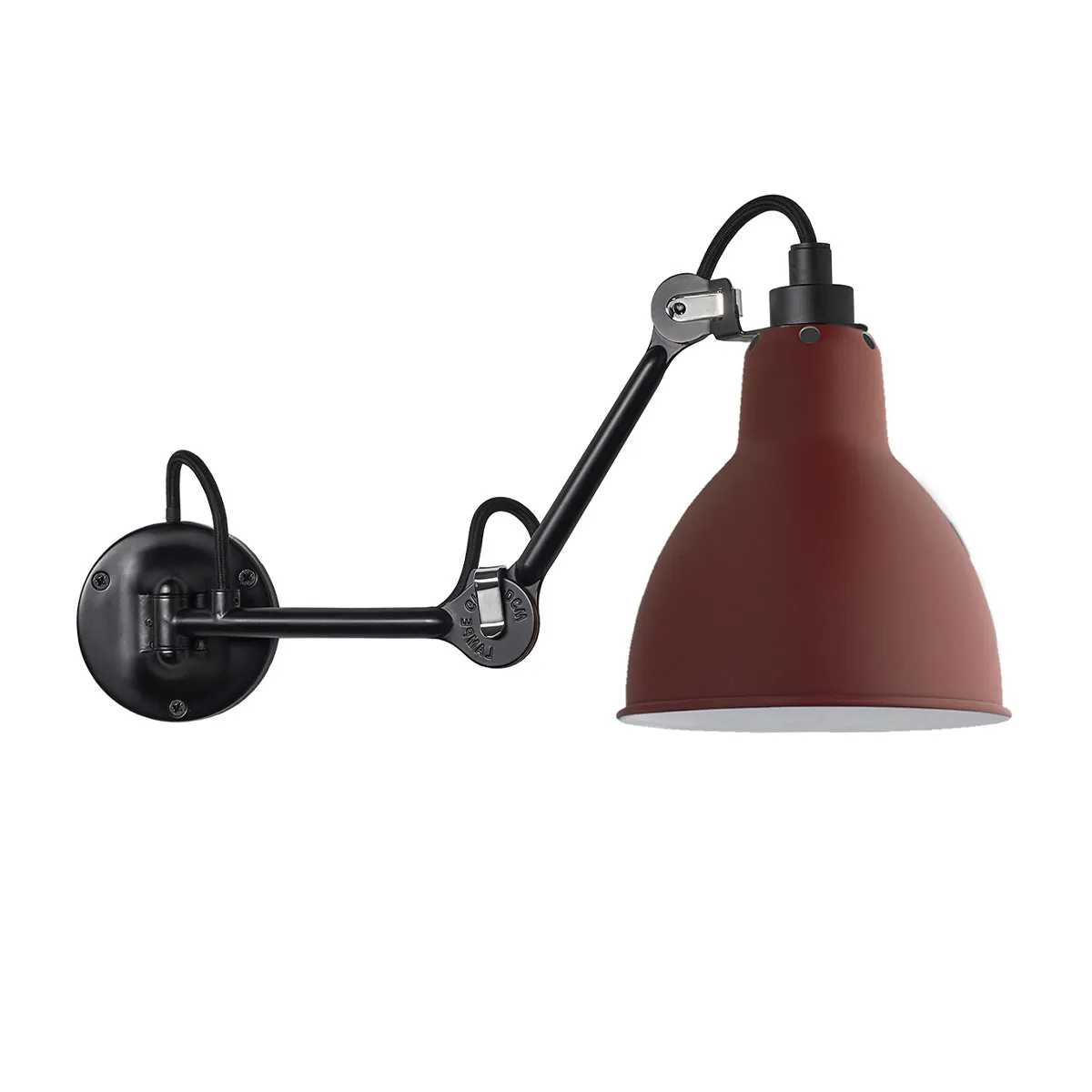 Spezial Angebot Pack Duo Lampe Gras N° 204 Wandleuchte Schwarz, Schirm Rot mit Schalter in Schwarz Rot – stilvolles Design aus dem Hause DCW Editions für den Flur