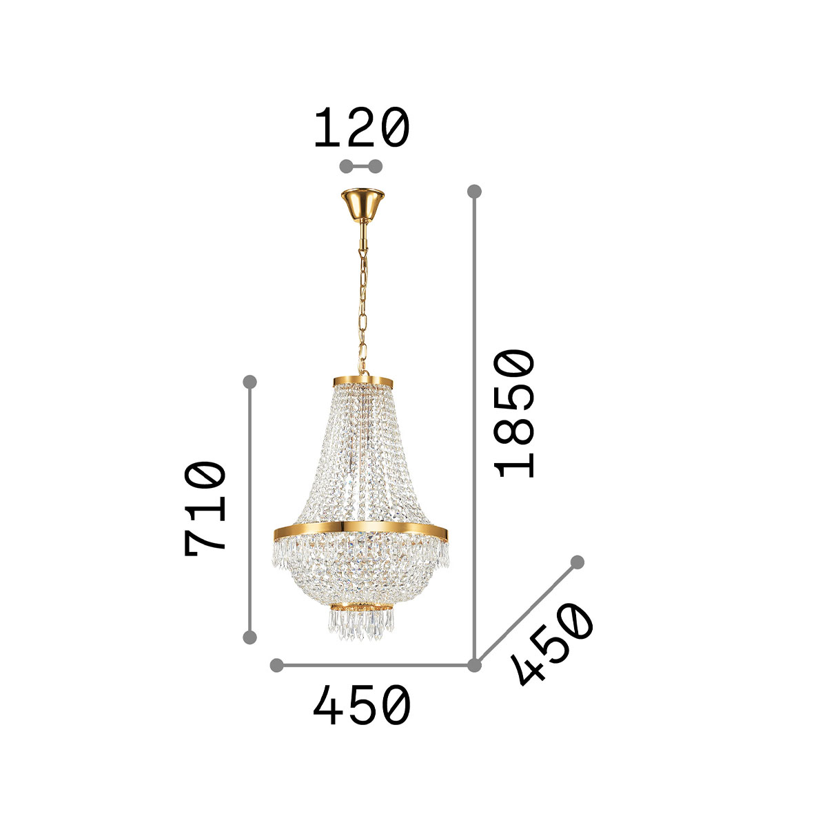 Caesar Kristallglas Korbleuchter SP9 Pendelleuchte, Gold, Ø: 45 cm