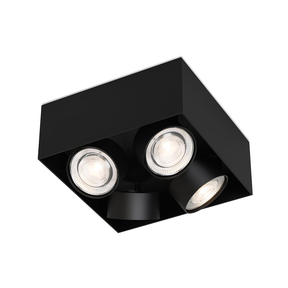 Wittenberg 4.0, wi4-ab-4q-kb Aufbaustrahler, Schwarz matt, Extra-Warmweiß 2700K, Spot 12°, Phase Cut Wittenberg 4.0, wi4-ab-4q-kb Aufbaustrahler, Schwarz matt, Warmweiß 3000K, Flood 38°, Bluetooth