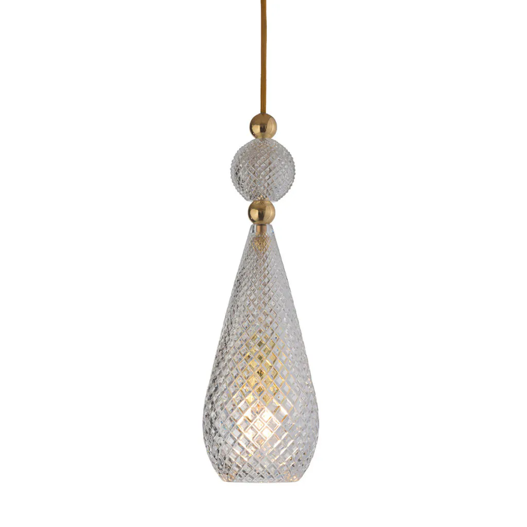 Ebb & Flow Smykke Pendelleuchte M Ø 12,5 cm Smykke Pendelleuchte M Ø 12,5 cm, Clear Gold, Kristallglas Clear Gold Pendelleuchten – exklusive Designerlampe, stromsparend für Esszimmer