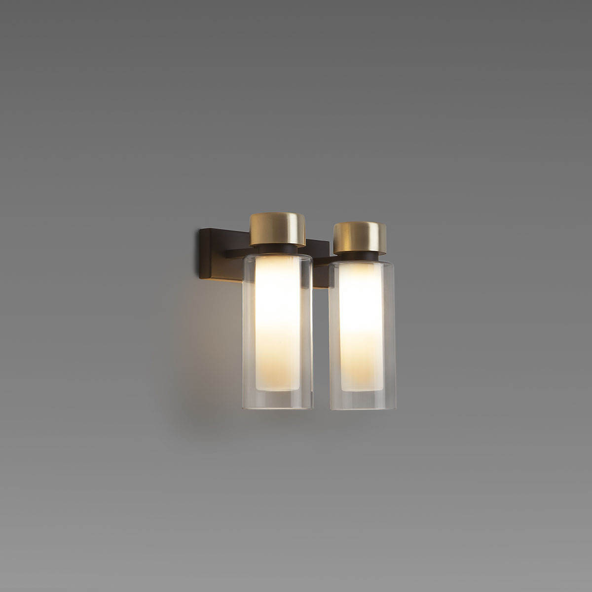 Osman 560.42 Wandleuchte 2-flammig, Schwarz Matt / Messing & Klarglas