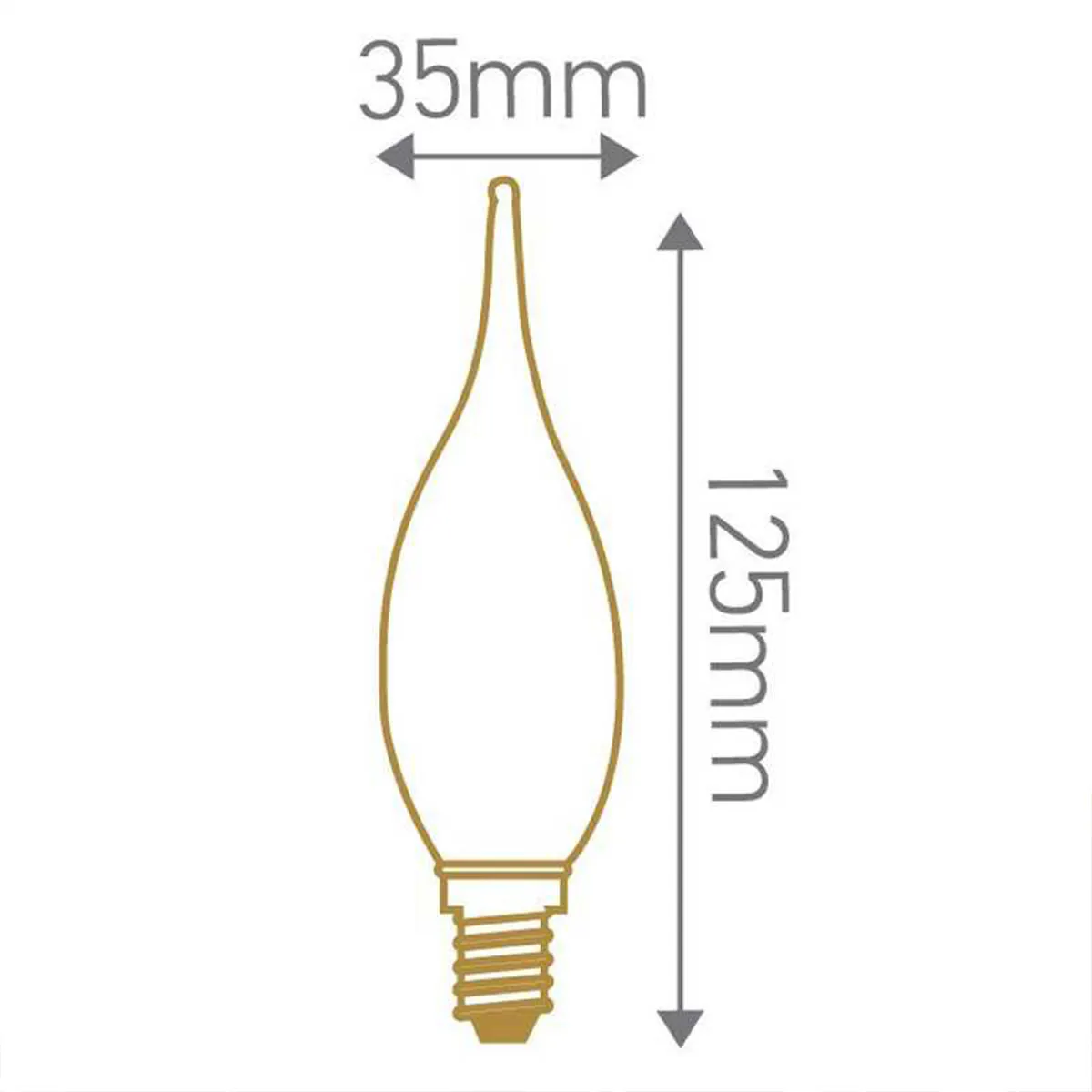 LED Filament Kerze, Amber, E14, 4W, 2500K, dimmbar