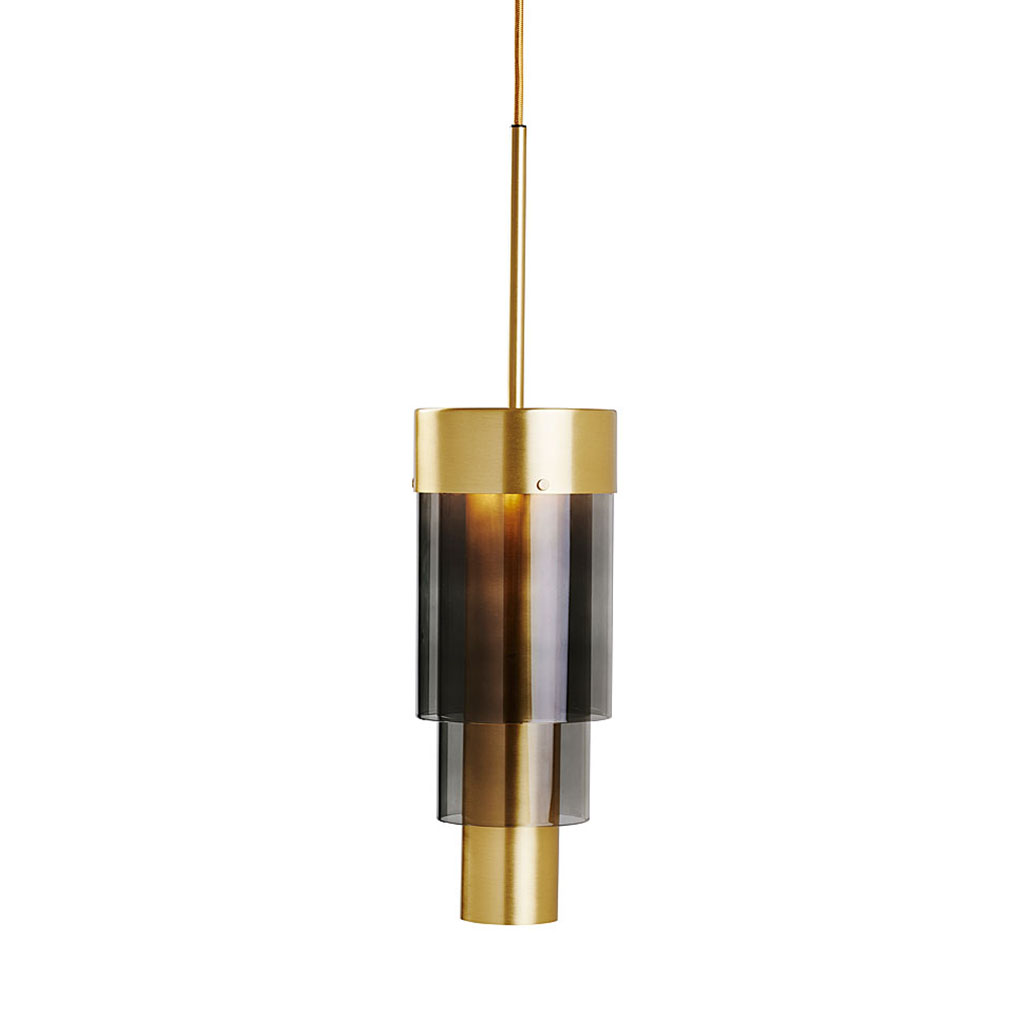 A-Spire Pendelleuchte L Ø 14 cm, Smokey Grey, Messing