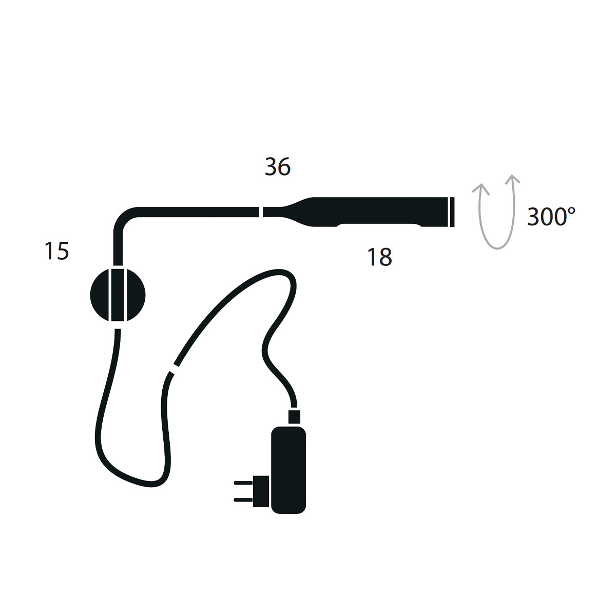 Flo Wall Wandleuchte, Gunmetal, Extra-Warmweiß 2700K, mit Kabel und Stecker