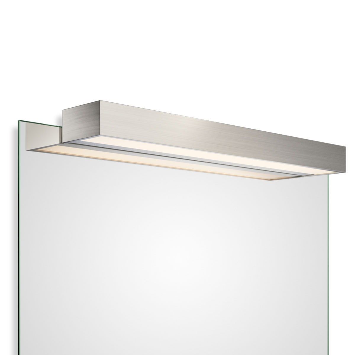 Eleganter Badspiegel mit LED-Beleuchtung – Decor Walther Box 1-60 N LED Spiegel Aufsteckleuchte Bad, Nickel satiniert, B: 60 cm, Warmweiß 3000K