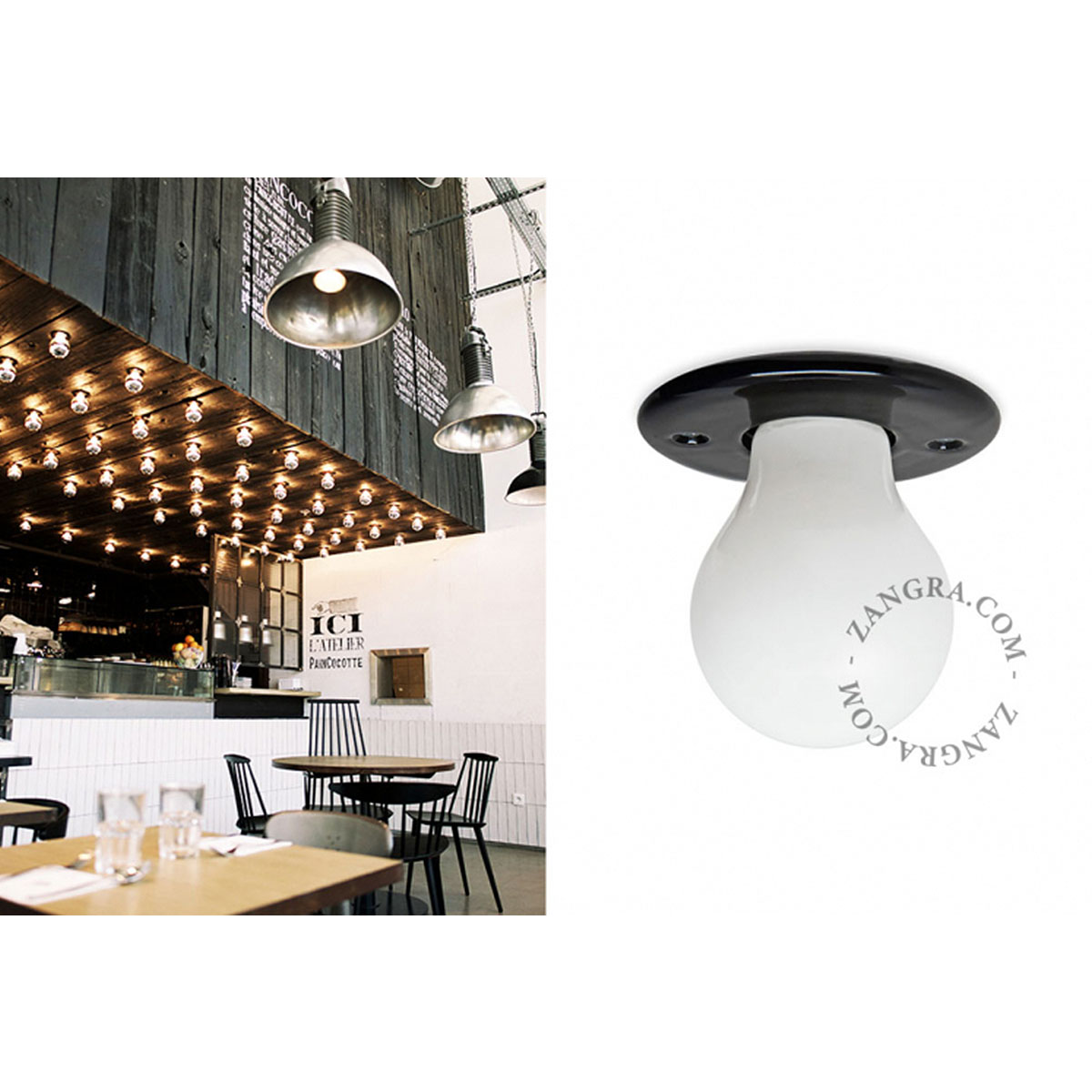 light.027.w, flache Einbauleuchte, reines Porzellan, schwarz