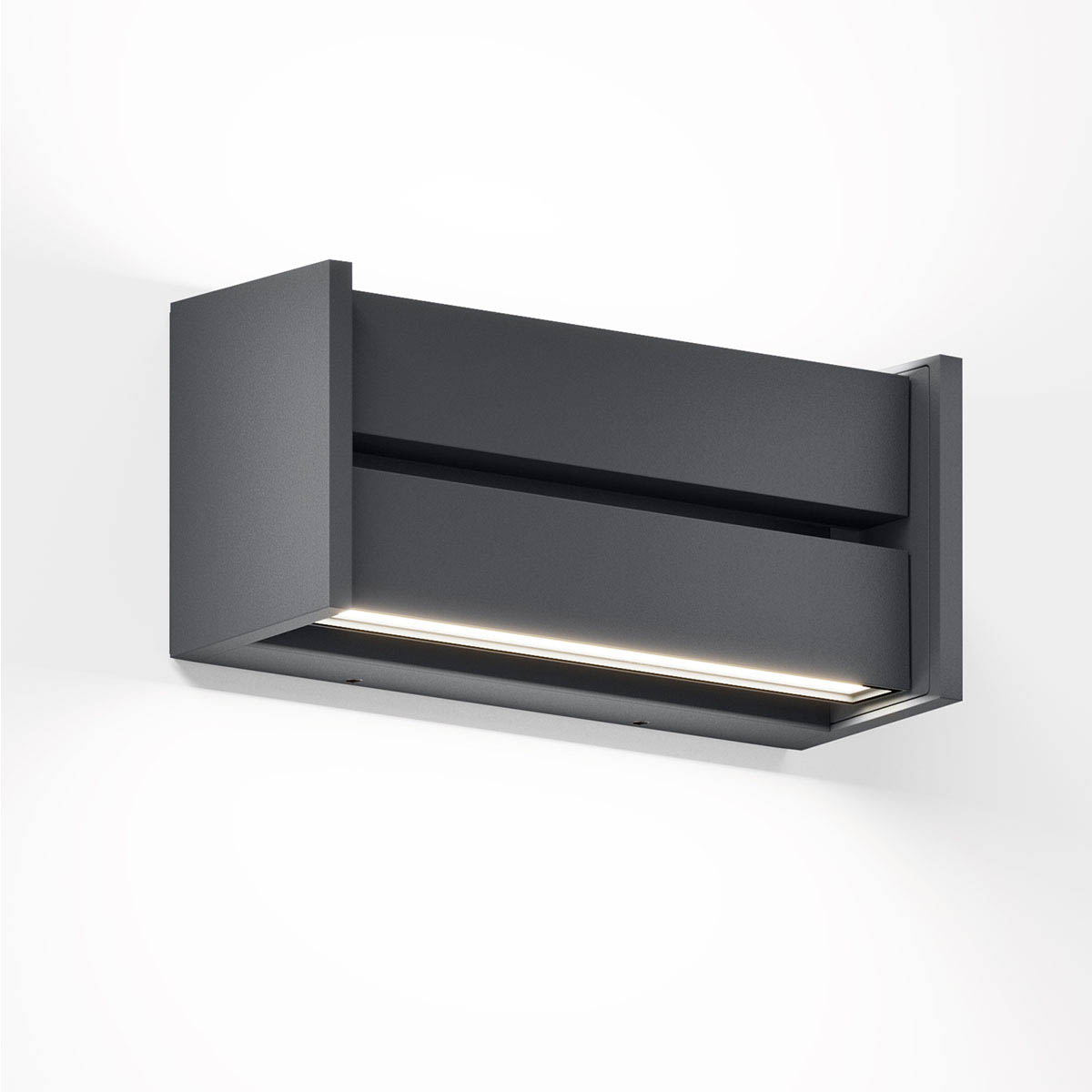 Rechteckige Wandleuchte für außen in der Farbe anthrazit