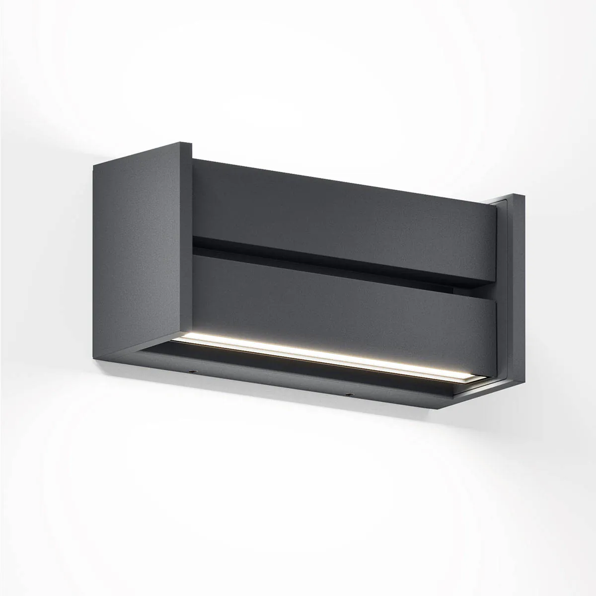 Rechteckige Wandleuchte für außen in der Farbe anthrazit
