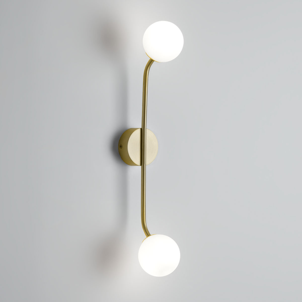 Maßzeichnung der Wandleuchten – Decor Walther Pep Two Wandleuchte Bad, H: 49,5 cm, B: 8 cm, Gold matt