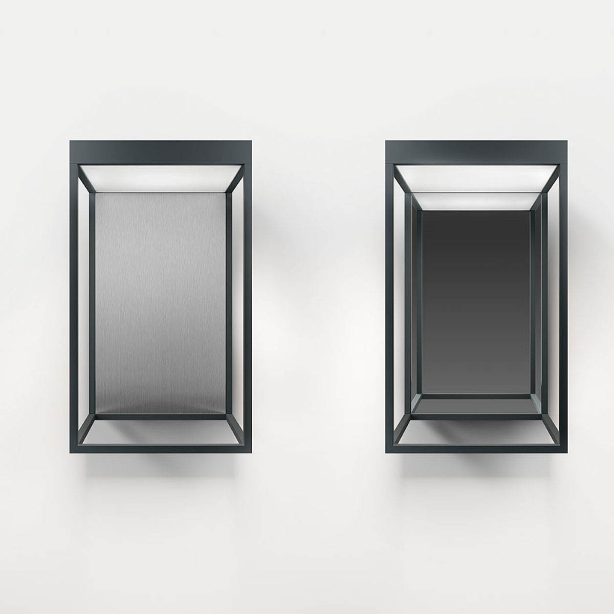 gic Wandleuchte, H: 24 cm, T: 15,4 cm, Anthrazit Frontalansicht der rechteckigen moderne laterne außen Wandleuchte anthrazit