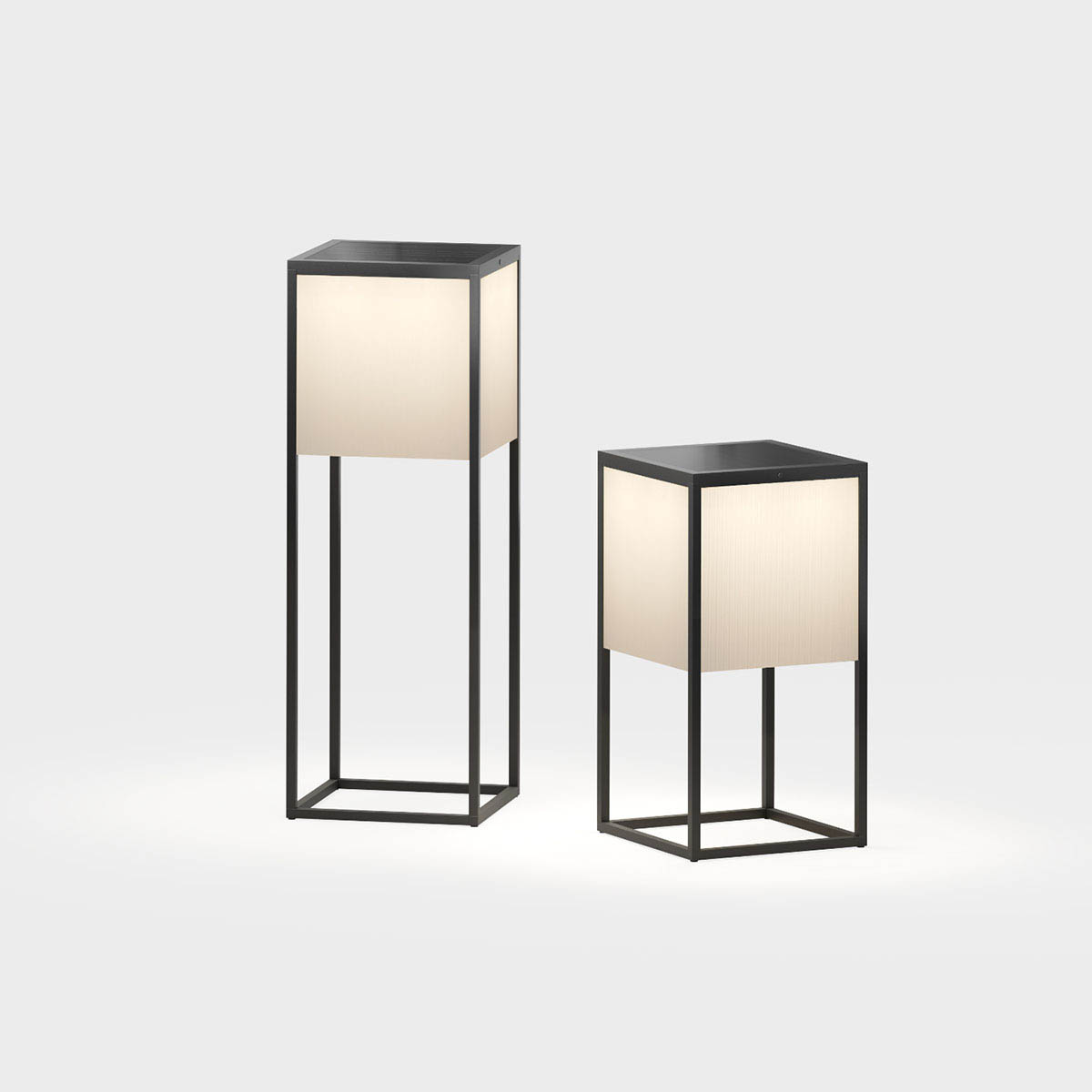 fil Akku Solar Stehleuchte Dim to Warm, Ø: 25 cm, H: 48 cm Rechteckige Außen Mobile Akku Stehleuchten schwarz ohne Kabel