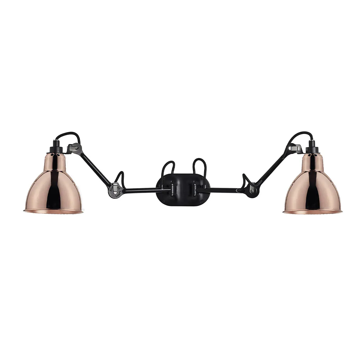 Lampe Gras N° 204 Double Wandleuchte Schwarz, Schirm Kupfer in Schwarz Kupfer – elegante Designerleuchte aus dem Hause DCW Editions ideal im Schlafzimmer
