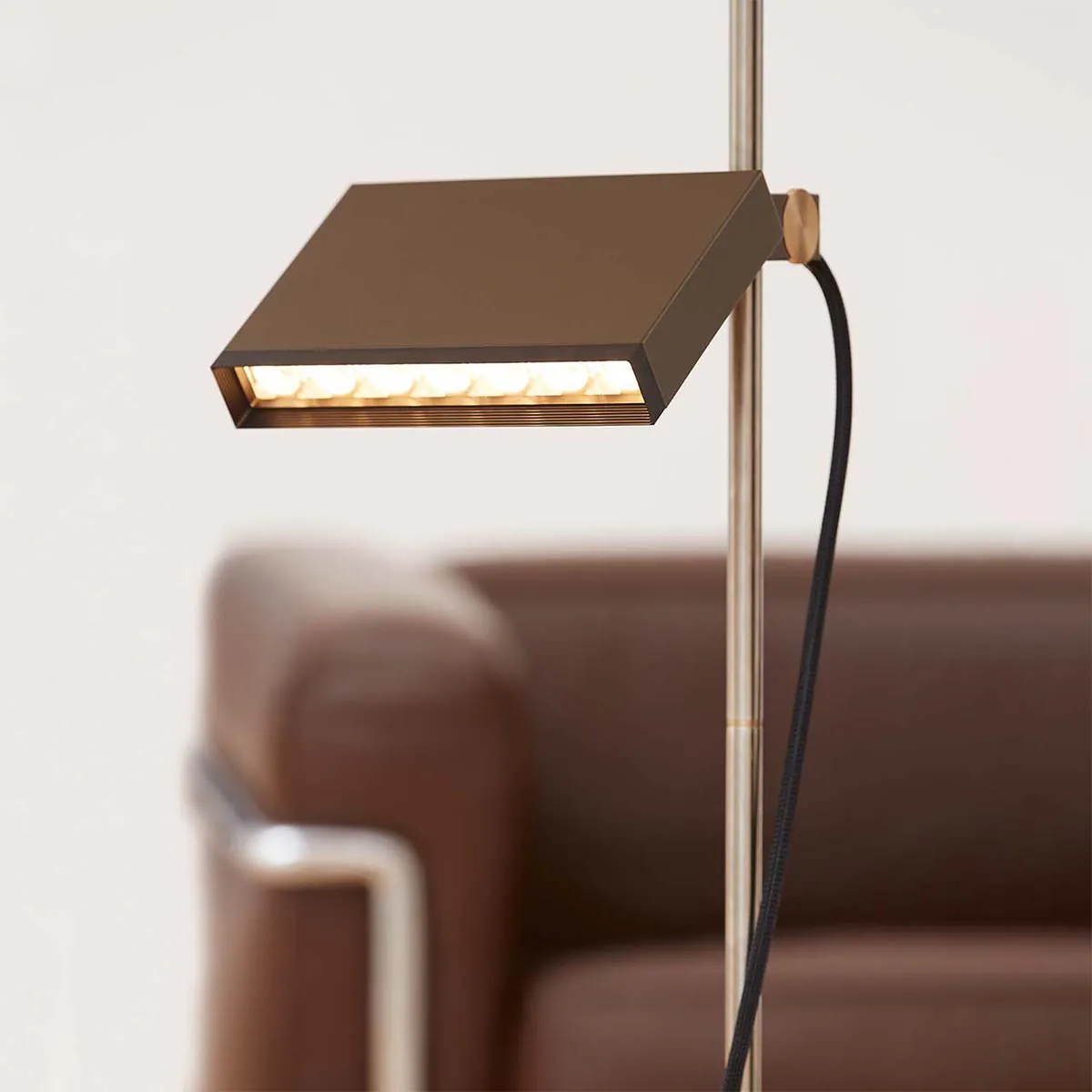 Flat-Box-LED Stehleuchte, H: 152 cm, Dunkelbronze