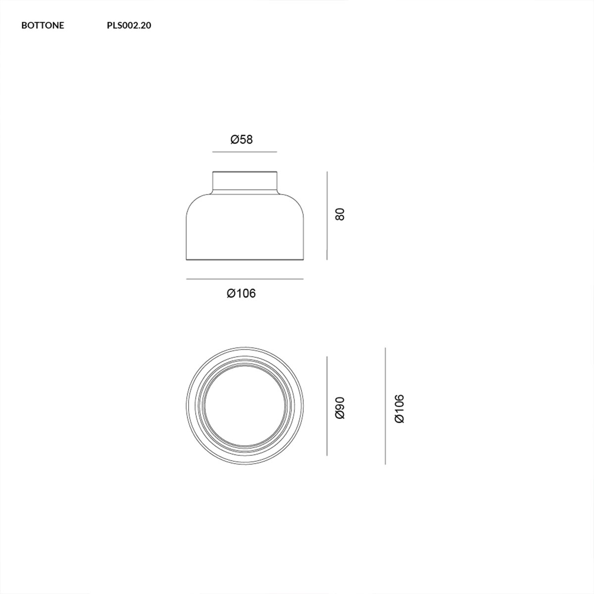 Bottone Wand-/ Deckenleuchte, Ø: 10,6 cm, Weiß Bottone Wand-/ Deckenleuchte, Ø: 10,6 cm, Titanium