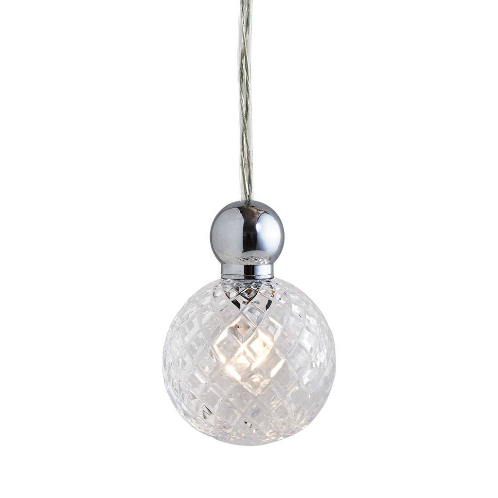 Uva Pendelleuchte Crystal M Ø 7 cm, Small check, Silber, mit Einzelbaldachin