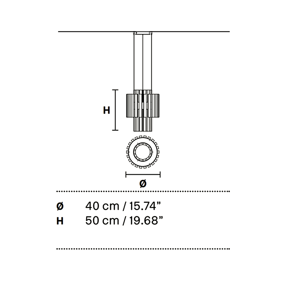 Masiero Vegas S RD40 DB Pendelleuchte Pendelleuchten - technische Zeichnung Masiero Vegas S RD40 DB Pendelleuchte Pendelleuchten - technische Zeichnung