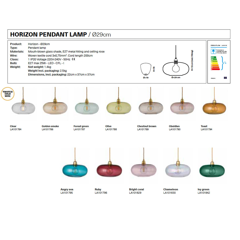 Horizon Pendelleuchte M Ø 29 cm, Clear, Gold Horizon Pendelleuchte M Ø 29 cm, Toast, Gold